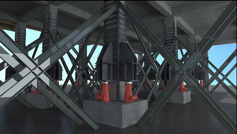 钢滑道顶升修建物增层的施工要领